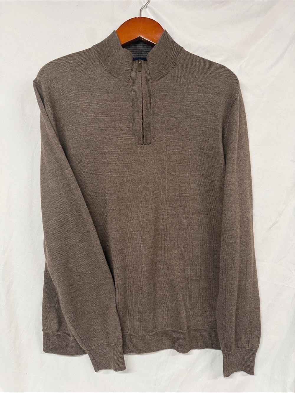 Club Room Men's Brown Half-Zip Merino wool blend Sweater